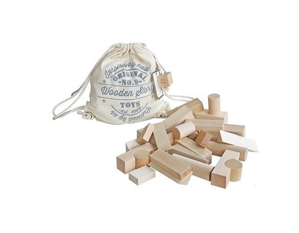 Wooden Story Kocky v bavlnenom vreci XL - 30 ks - Prírodné