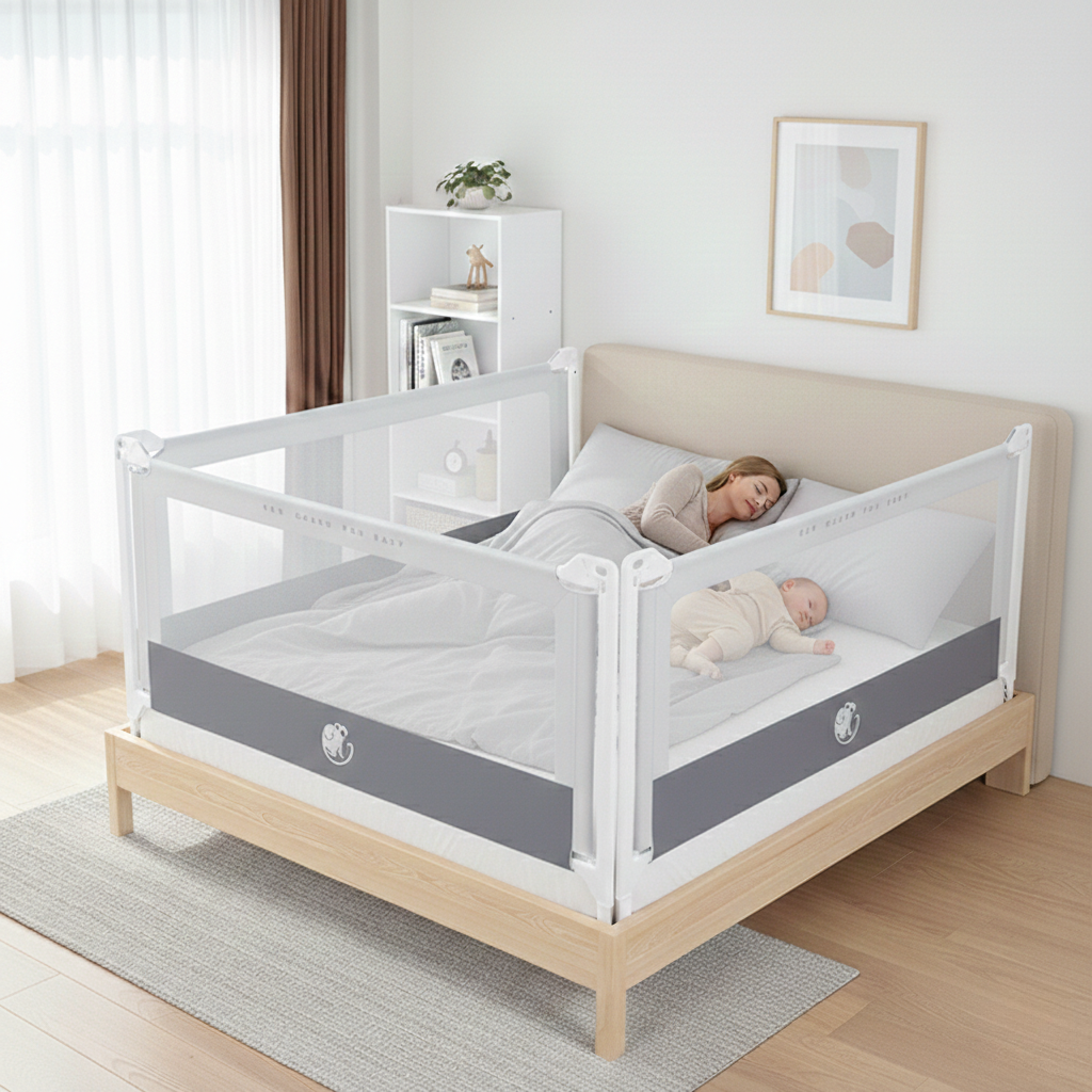 Zábrana na posteľ Monkey Mum® Popular - svetlosivá - rozbalená