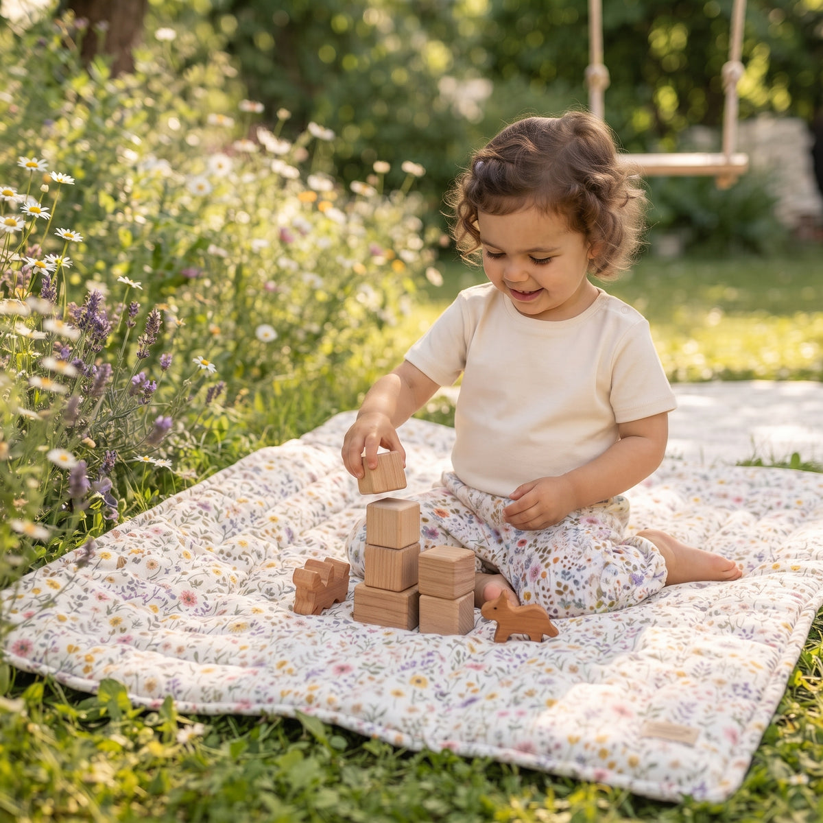 Mušelínové šortky Monkey Mum® - Rozkvitnutá lúka