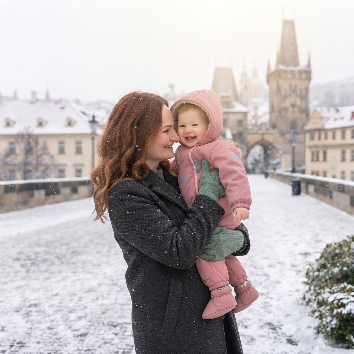 Monkey Mum® Detská zimná softshellová kombinéza s barančekom - Ružová ovečka - vel. 62/68, 74/80