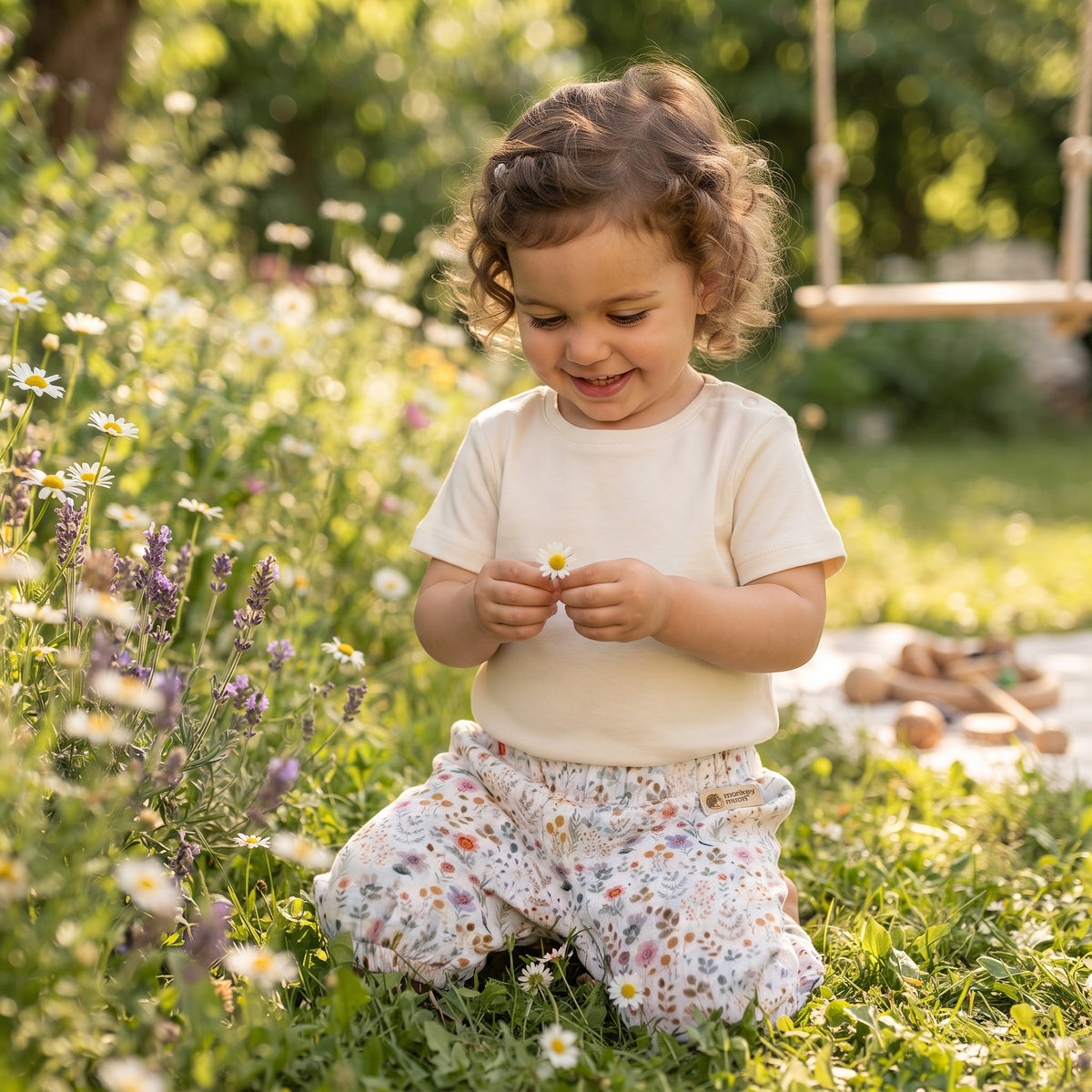 Mušelínové šortky Monkey Mum® - Rozkvitnutá lúka