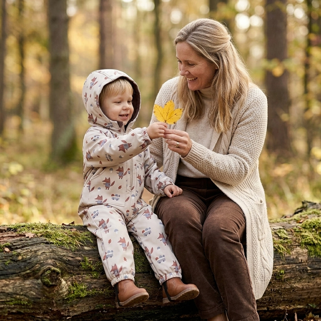 Monkey Mum® Softshellová kombinéza s membránou – Líšky na hubách - veľ. 98/104, 110/116