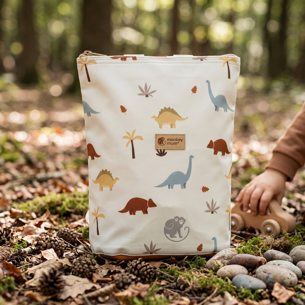 Detský softshellový batôžtek Monkey Mum® - Dinosauří príbeh