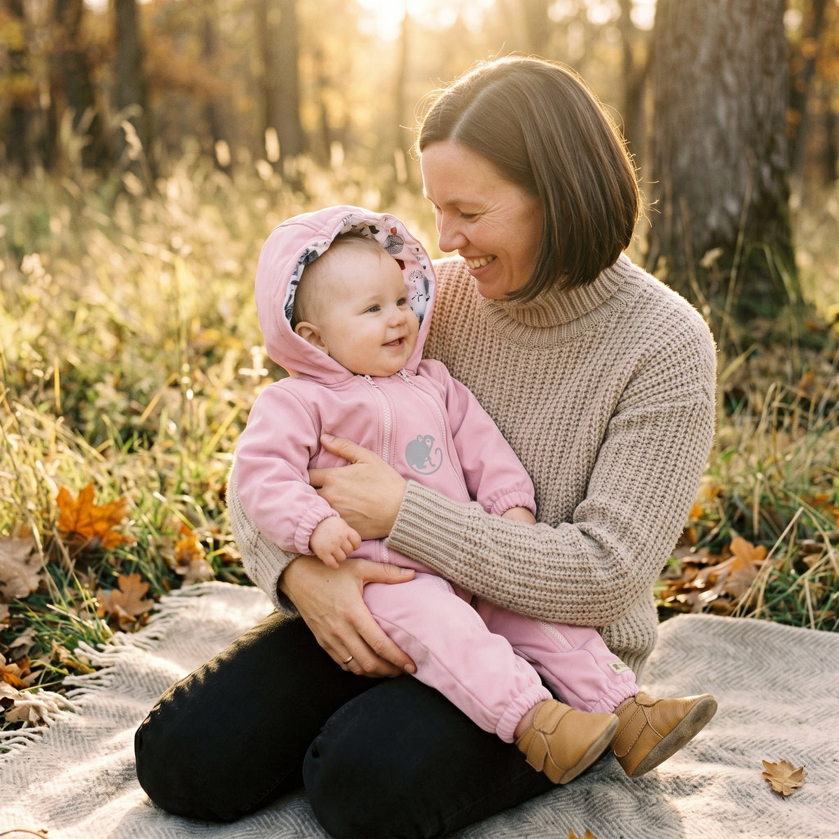 Monkey Mum® Softshellová kombinéza s membránou –Cukrové zvieratká - veľ. 62/68, 74/80