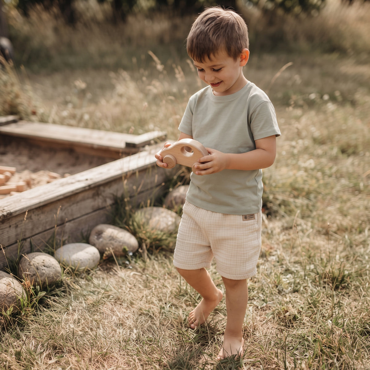 Mušelínové šortky Monkey Mum® - Béžová