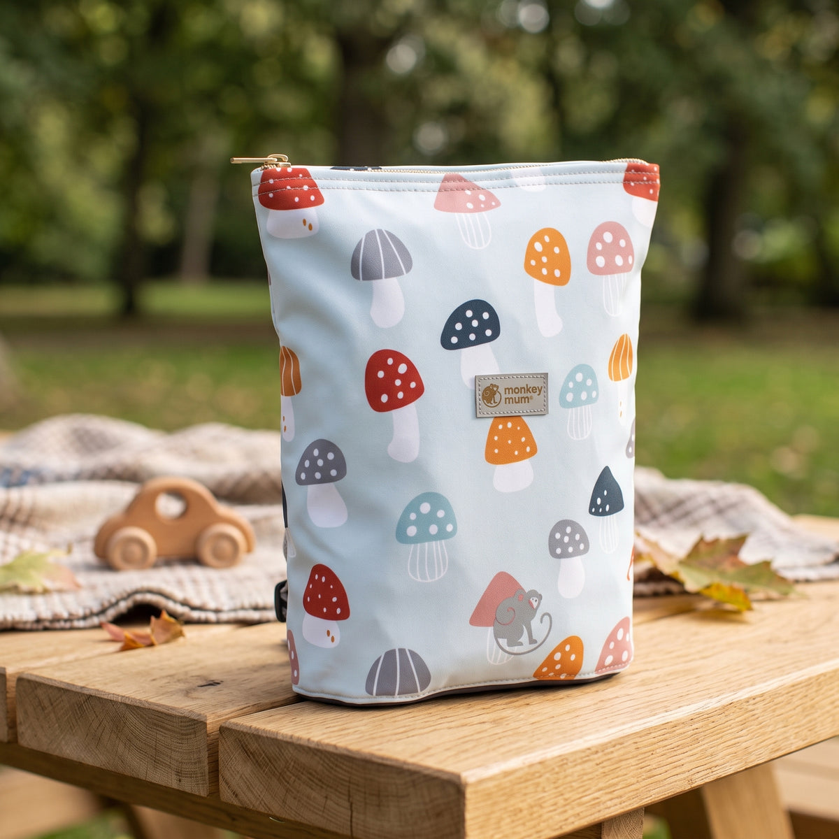 Detský softshellový batôžtek Monkey Mum® - Pestrofarebné muchotrávky