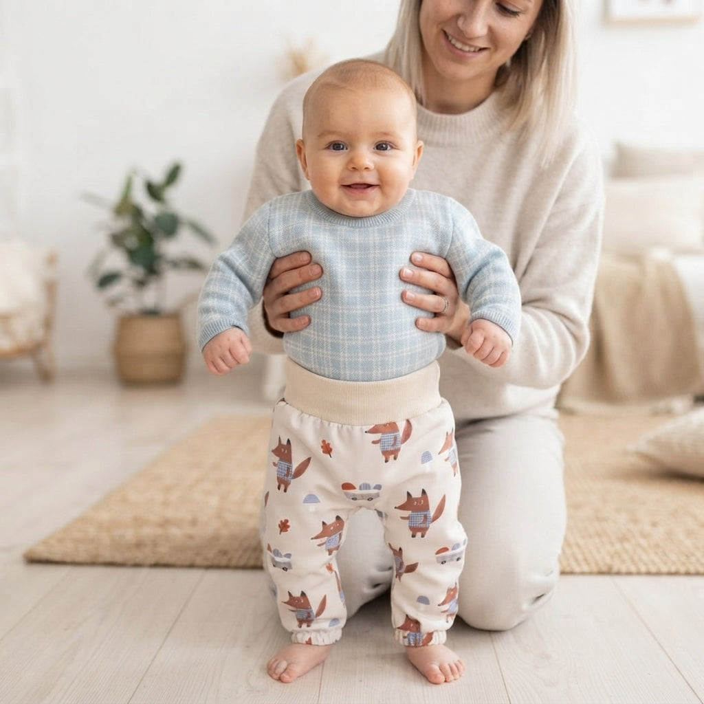 Detské softshellové nohavice s membránou Monkey Mum® - Líšky na hubách