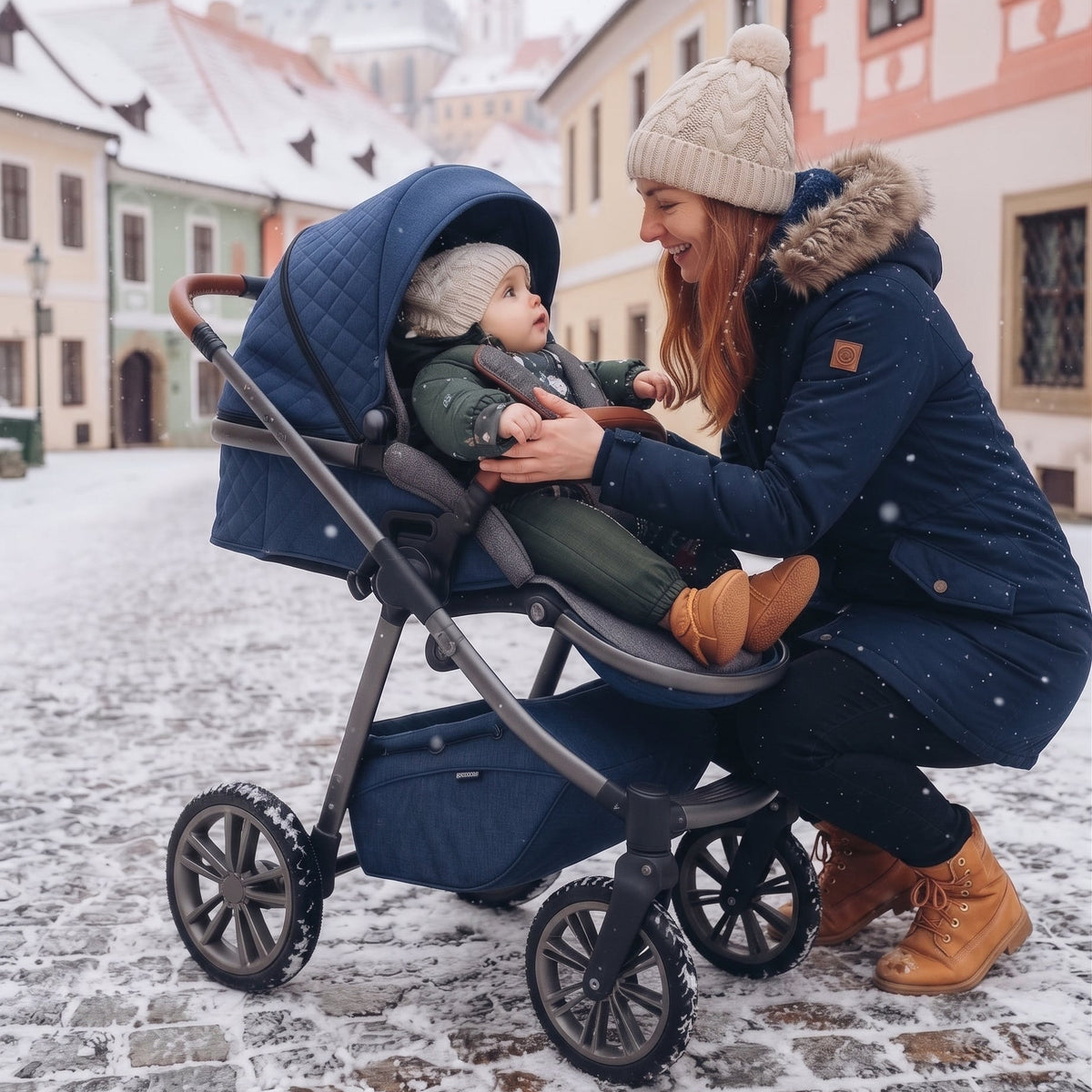 Monkey Mum® Detská zimná softshellová kombinéza s baránkom - Khaki poľovníček s medveďom - veľ.62/68, 74/80