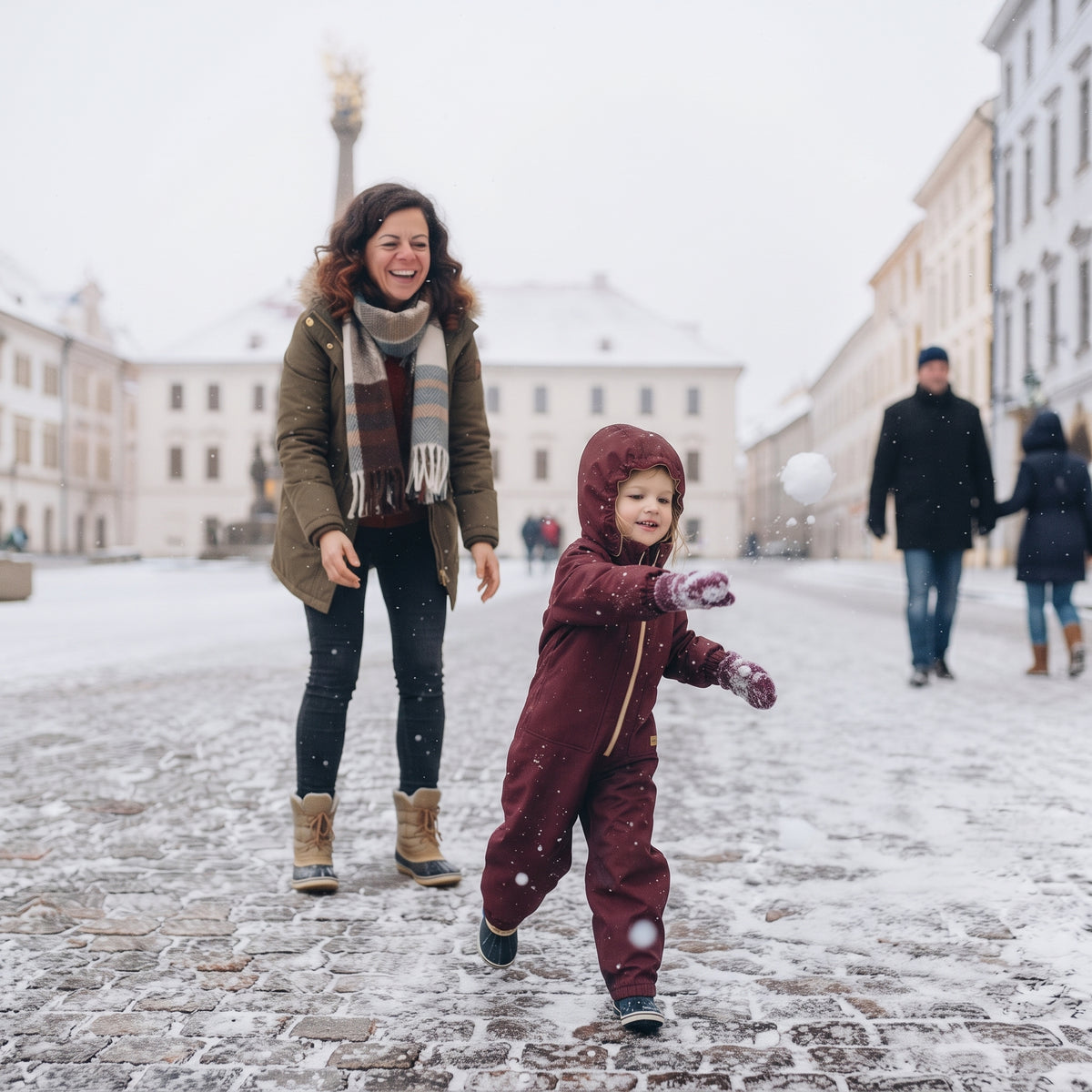 Monkey Mum® Detská zimná softshellová kombinéza s baránkom - Vínová Červená čiapočka - veľ. 98/104, 110/116