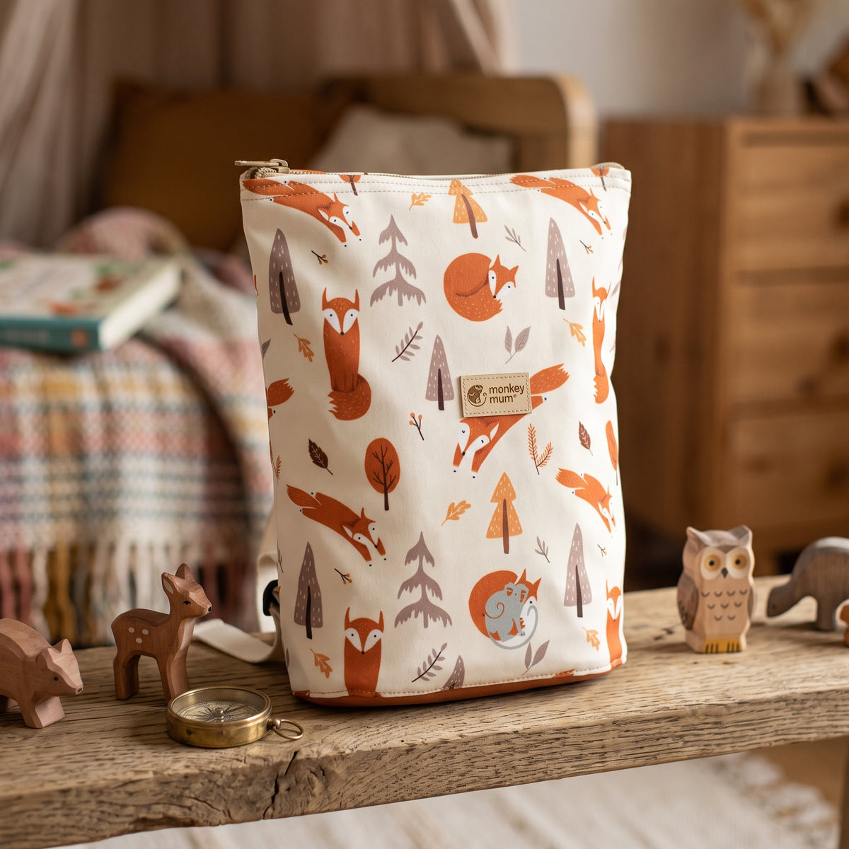 Detský softshellový batôžtek Monkey Mum® - Líščie hrátky
