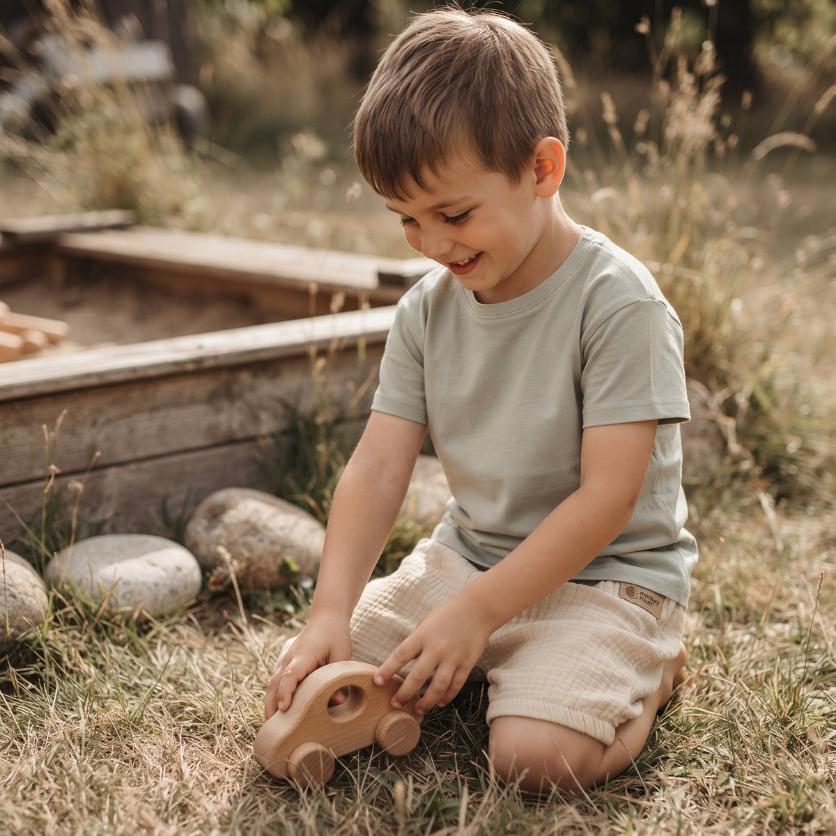 Mušelínové šortky Monkey Mum® - Béžová