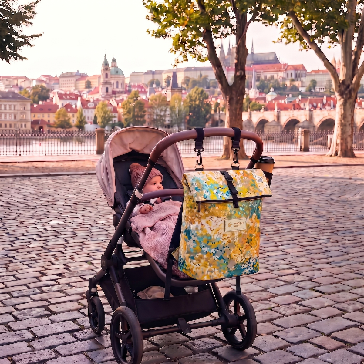 Monkey Mum® Keprový batoh na kočík – Rozkvitnutá lúka