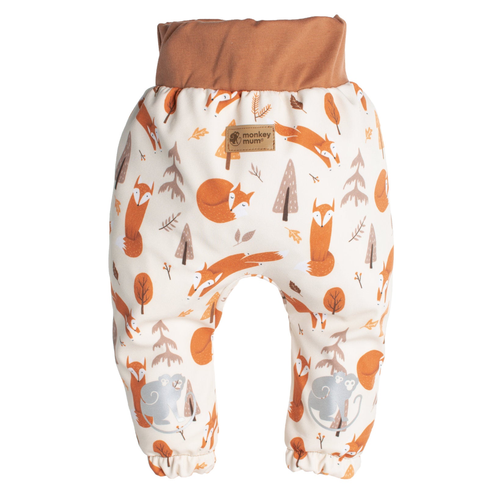 Detské softshellové nohavice s membránou Monkey Mum® - Líščie hrátky