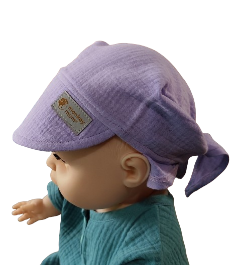Mušelínový šál s šiltom Monkey Mum® - Fialka