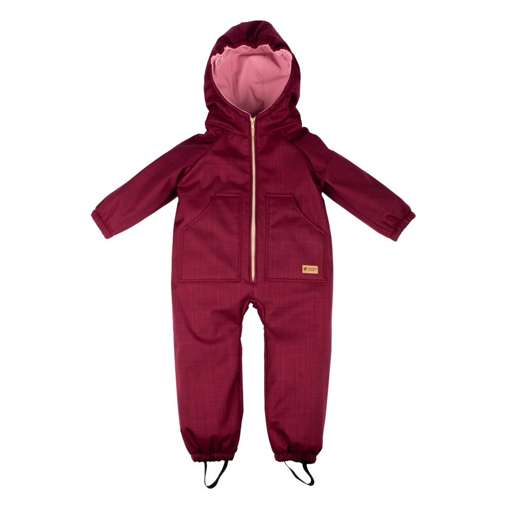 Monkey Mum® Detská zimná softshellová kombinéza s baránkom - Vínová Červená čiapočka - veľ. 98/104, 110/116
