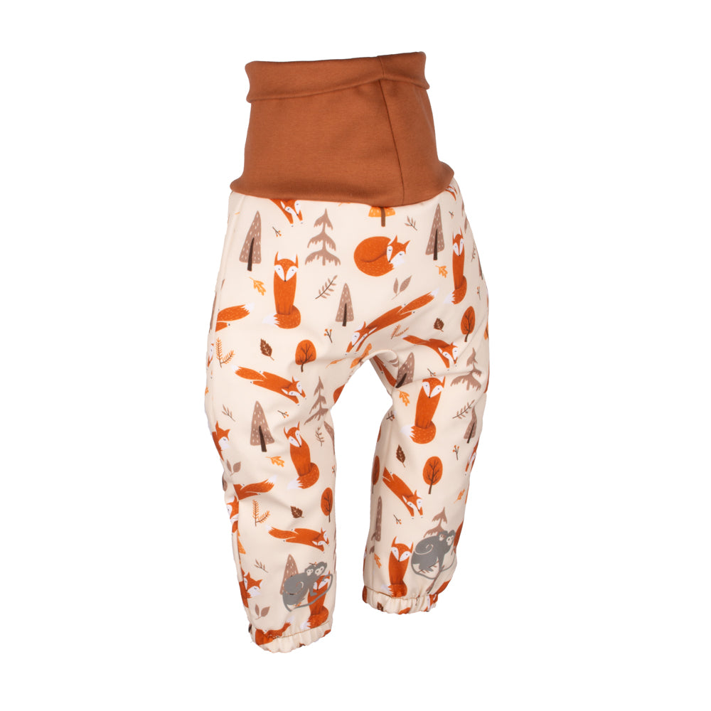Detské rastúce softshellové nohavice s membránou Monkey Mum® - Líščie hrátky
