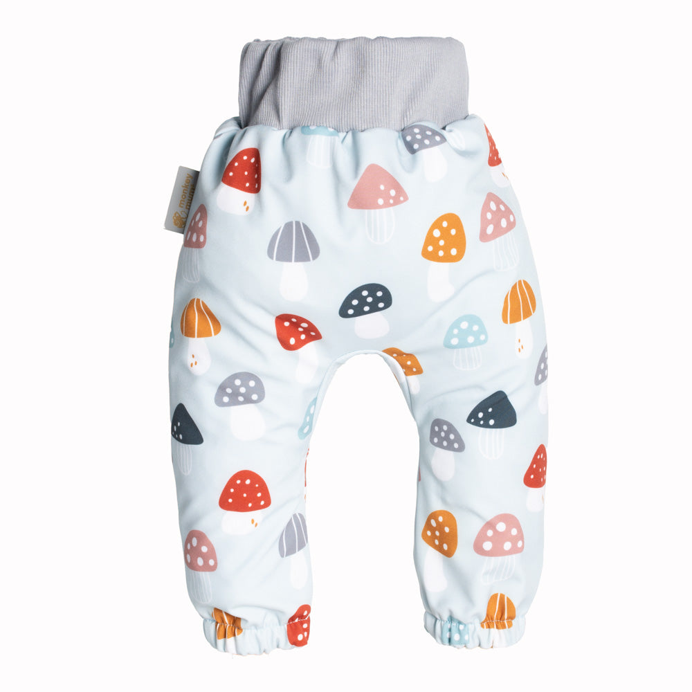 Detské softshellové nohavice s membránou Monkey Mum® - Pestrofarebné muchotrávky