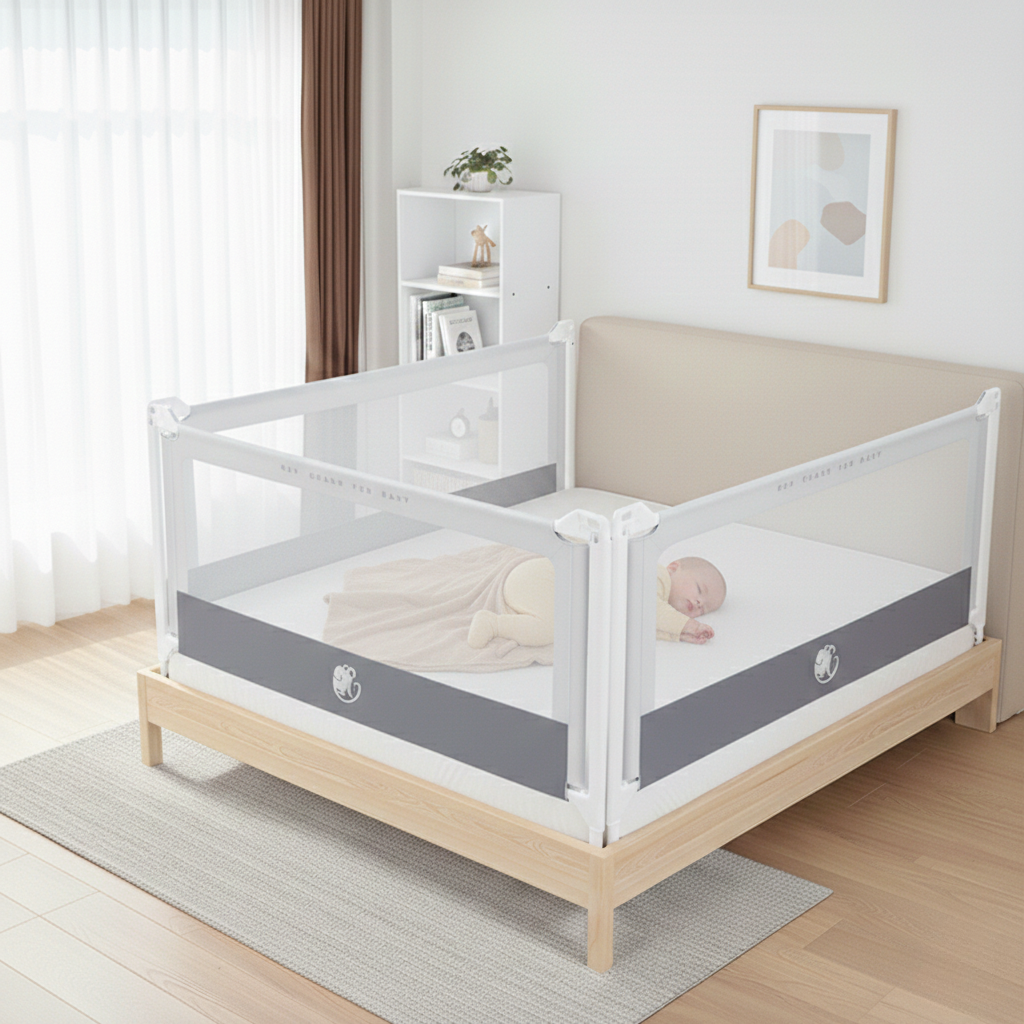 Zábrana na posteľ Monkey Mum® Popular - svetlosivá - rozbalená