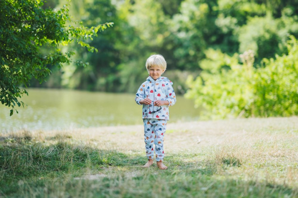 Detská softshellová bunda s membránou Monkey Mum® - Pestrofarebné muchotrávky