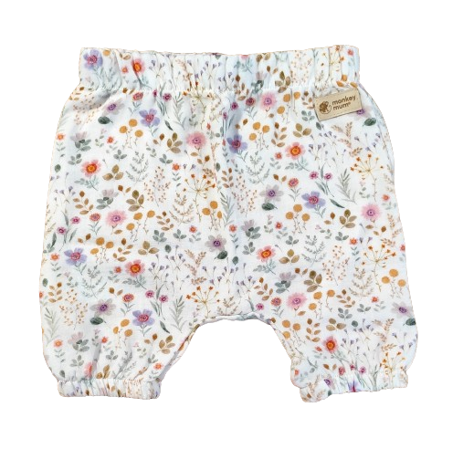 Mušelínové šortky Monkey Mum® - Rozkvitnutá lúka