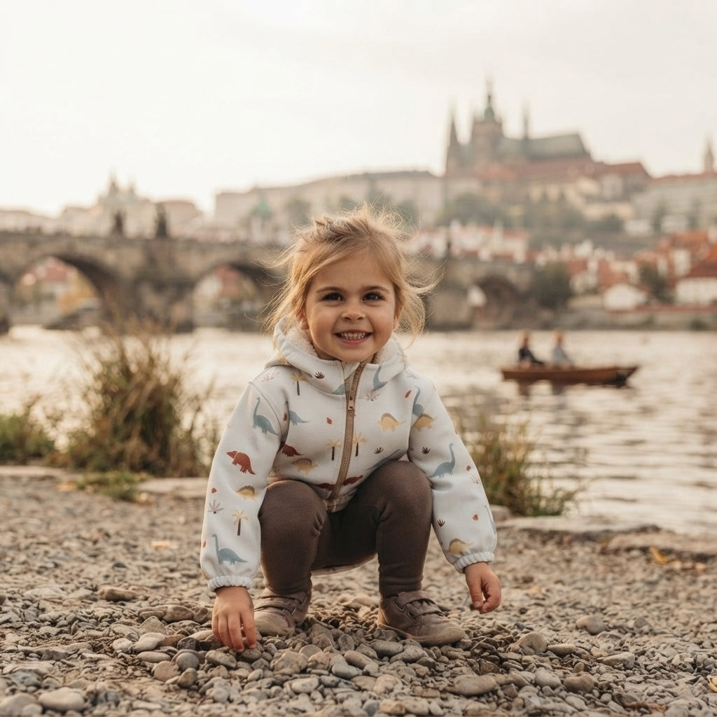 Detská softshellová bunda s membránou Monkey Mum® - Dinosaurí príbeh