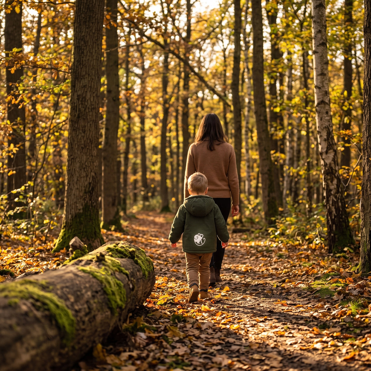 Detská zimná softshellová bunda s barančekom Monkey Mum® - Khaki poľovník