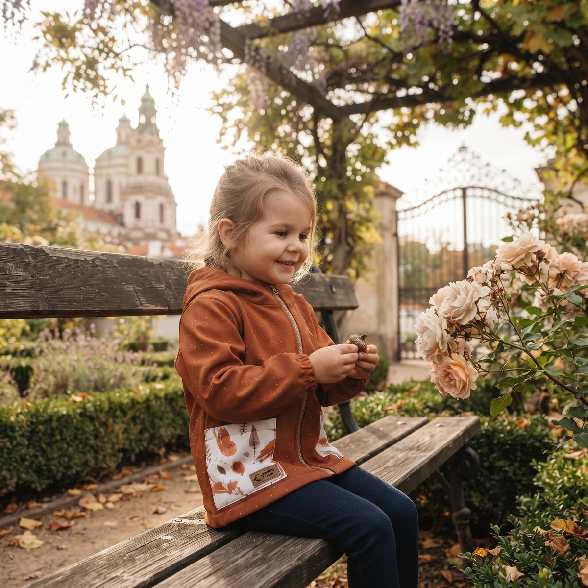 Detská softshellová bunda s membránou Monkey Mum® - Jesenné lístie