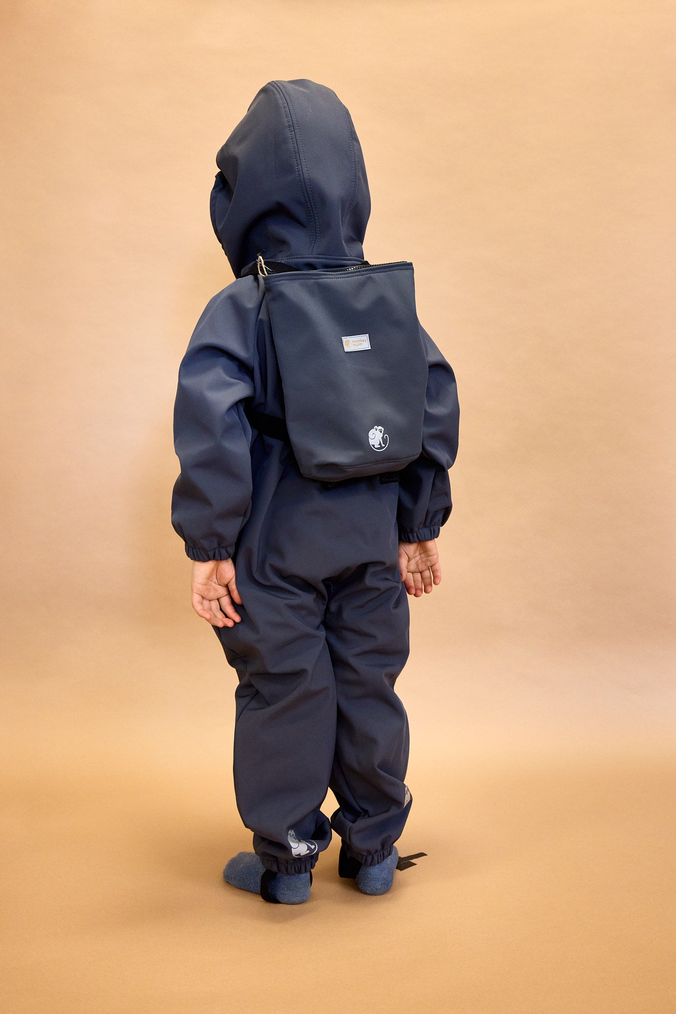 Detský softshellový batôžtek Monkey Mum® - Origami medveď - Tmavomodrý