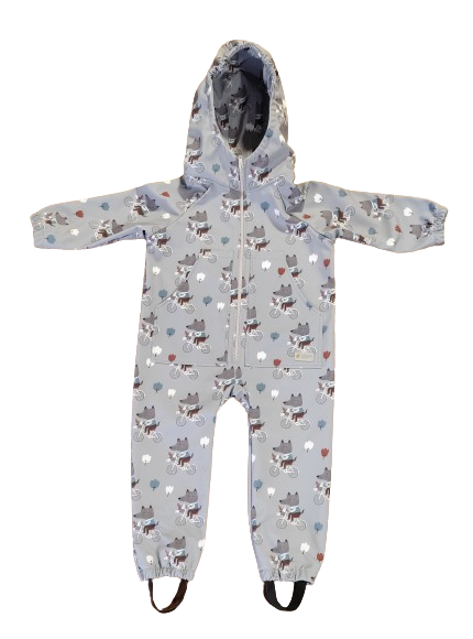 Monkey Mum® Softshellová kombinéza s membránou – Vlci na bicykli - veľ. 98/104, 110/116