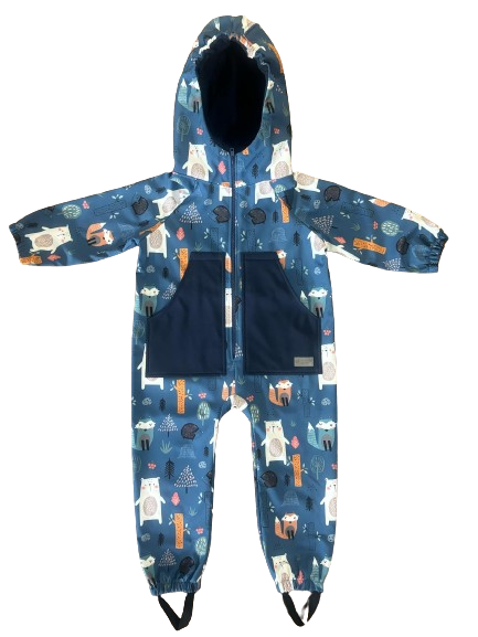 Monkey Mum® Softshellová kombinéza s membránou – Nočné zvieratká - veľ. 98/104, 110/116