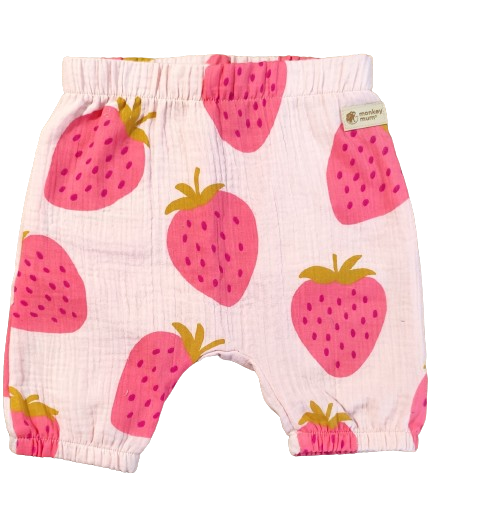 Mušelínové šortky Monkey Mum® - Jahoda