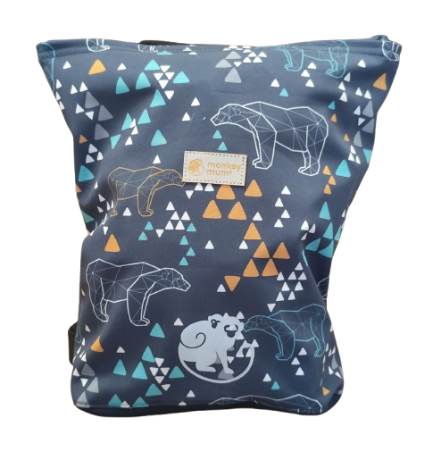 Detský softshellový batôžtek Monkey Mum®  - Origami medveď - Tmavomodrý