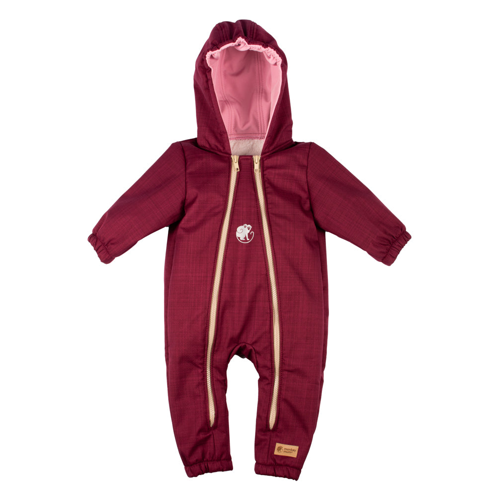 Monkey Mum® Detská zimná softshellová kombinéza s barančekom - Vínová Červená čiapočka - vel. 62/68, 74/80