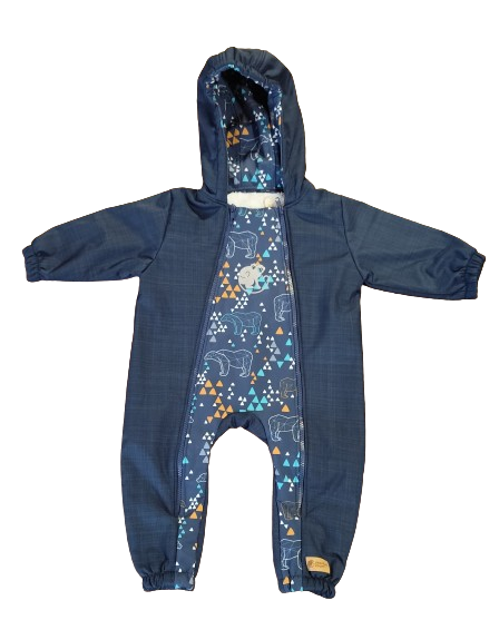 Monkey Mum® Detská zimná softshellová kombinéza s baránkom - Rozprávkový Večerníček s medveďom - veľ. 62/68, 74/80