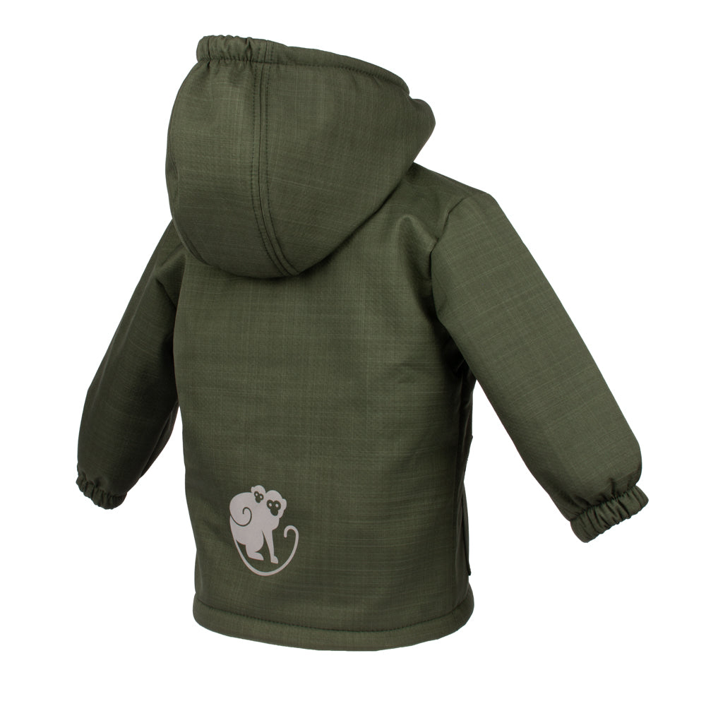 Detská zimná softshellová bunda s barančekom Monkey Mum® - Khaki poľovník