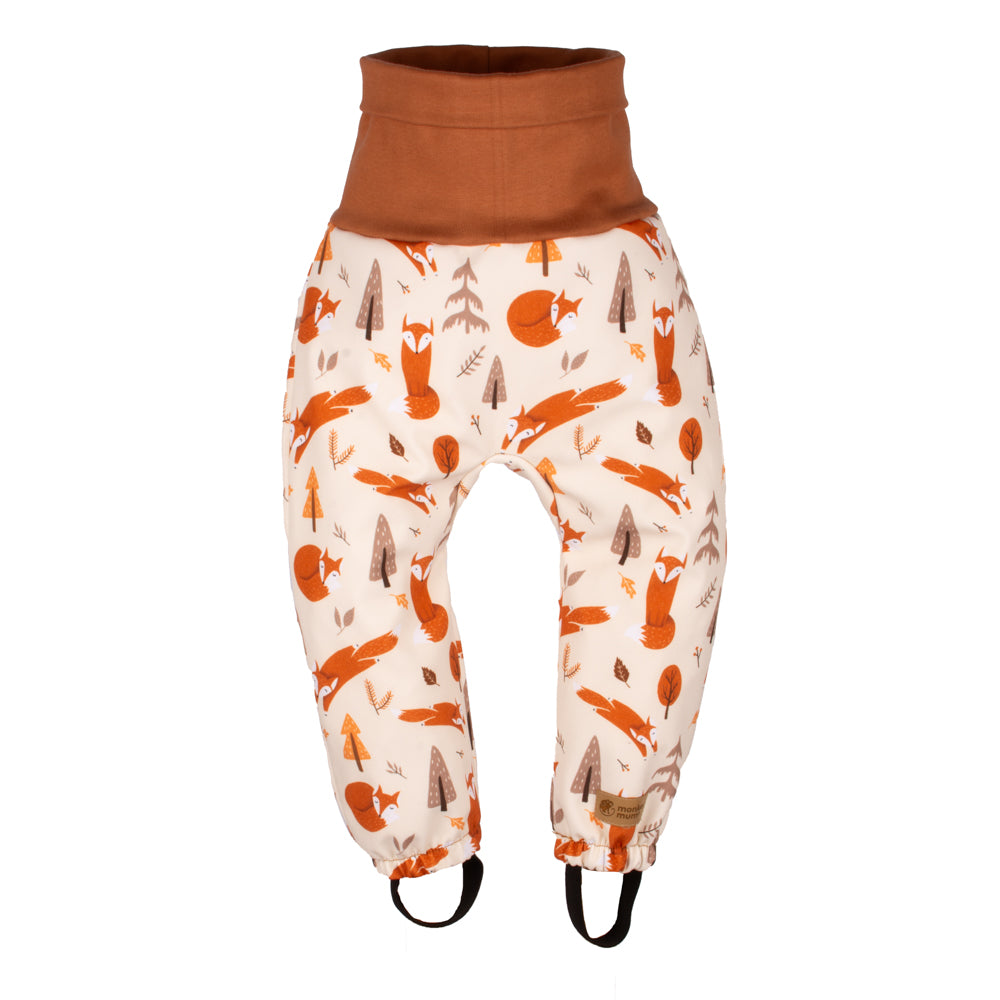 Detské rastúce softshellové nohavice s membránou Monkey Mum® - Líščie hrátky