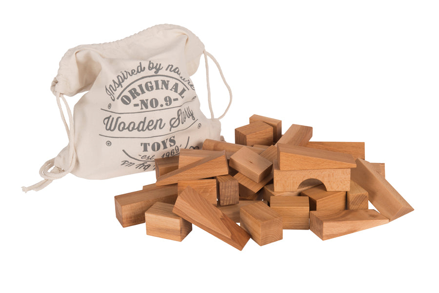 Wooden Story Kocky v bavlnenom vreci XL - 50 ks - Prírodné