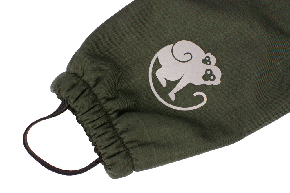 Detské rastúce zimné softshellové nohavice s barančekom Monkey Mum® - Khaki poľovník