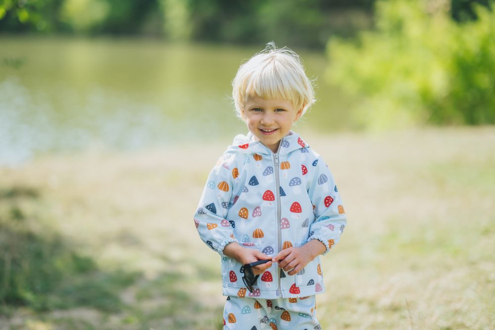 Detská softshellová bunda s membránou Monkey Mum® - Pestrofarebné muchotrávky