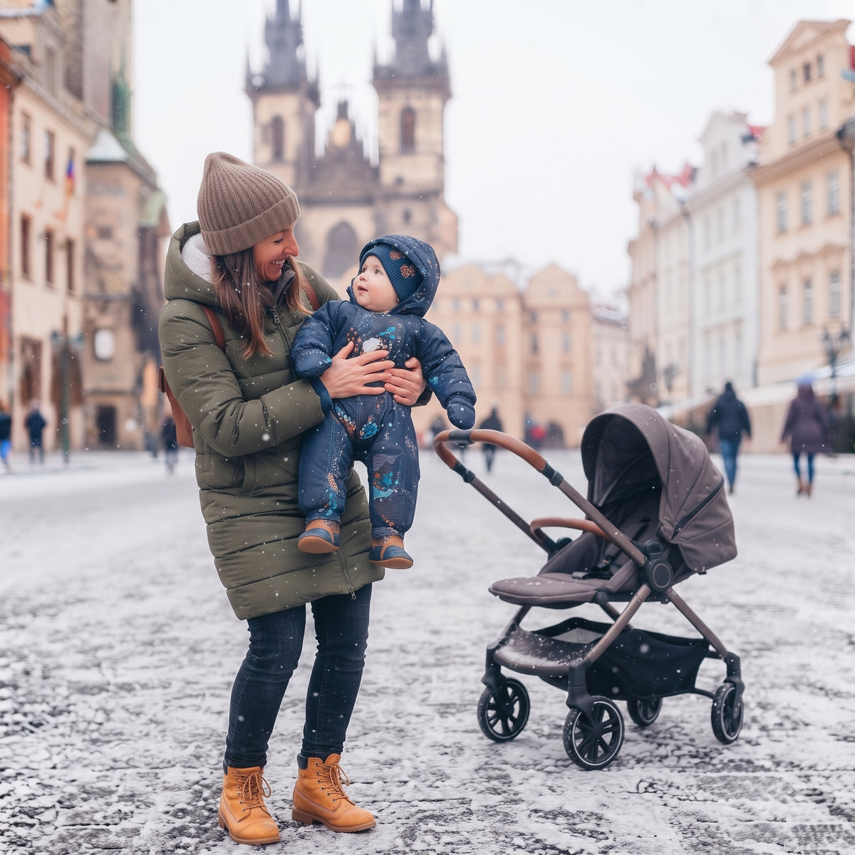 Monkey Mum® Detská zimná softshellová kombinéza s baránkom - Rozprávkový Večerníček s medveďom - veľ. 62/68, 74/80