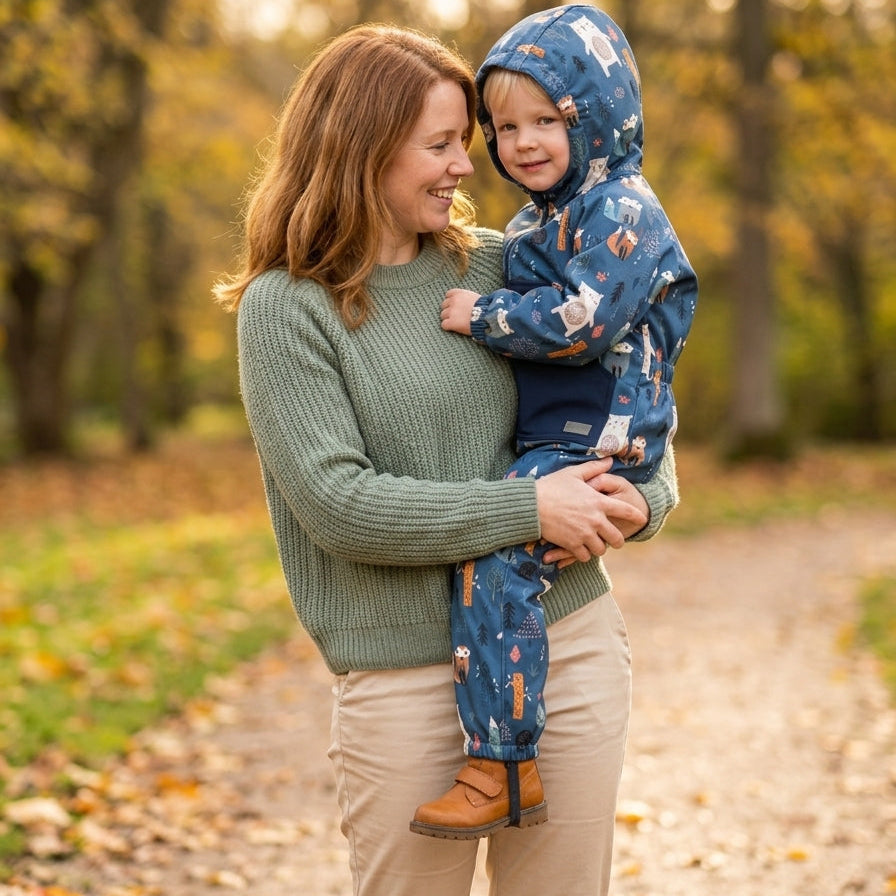 Monkey Mum® Softshellová kombinéza s membránou – Nočné zvieratká - veľ. 98/104, 110/116