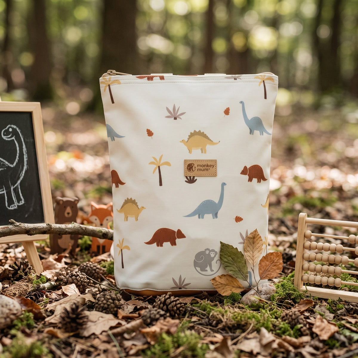 Detský softshellový batôžtek Monkey Mum® - Dinosauří príbeh