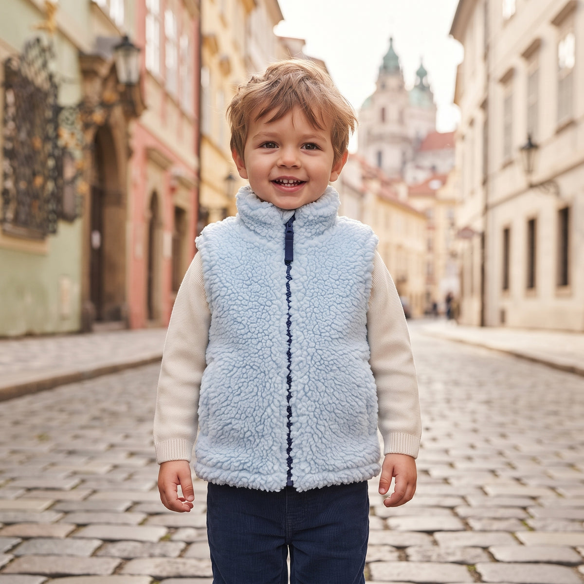 Barančeková vesta Monkey Mum®  - Svetlomodrá