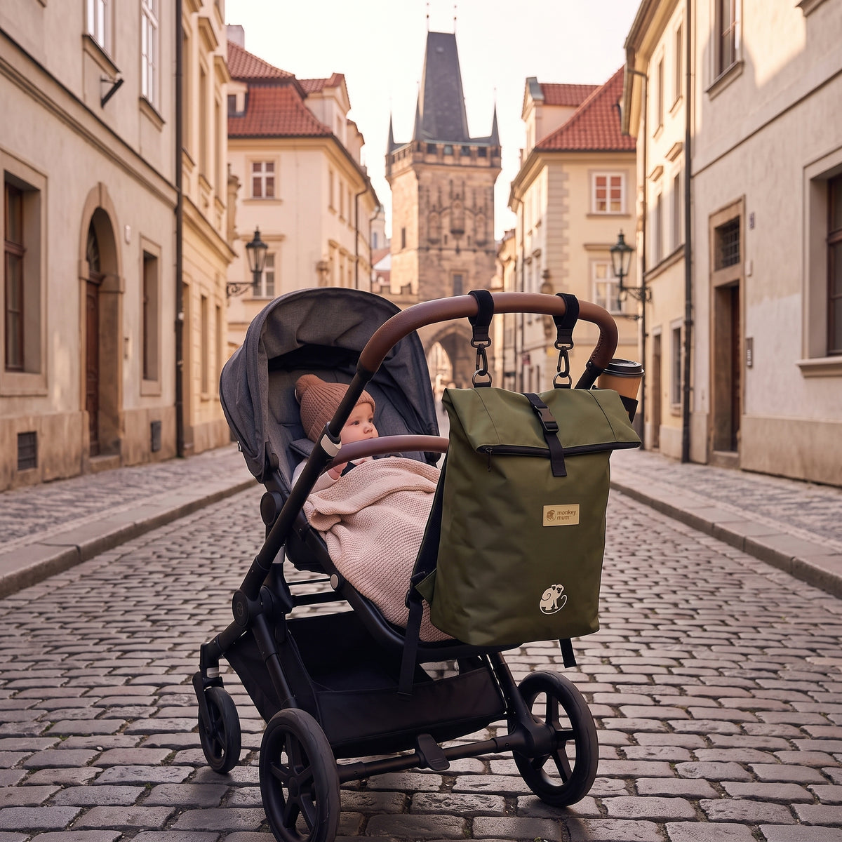 Monkey Mum® Keprový batoh na kočík – Farby lesa