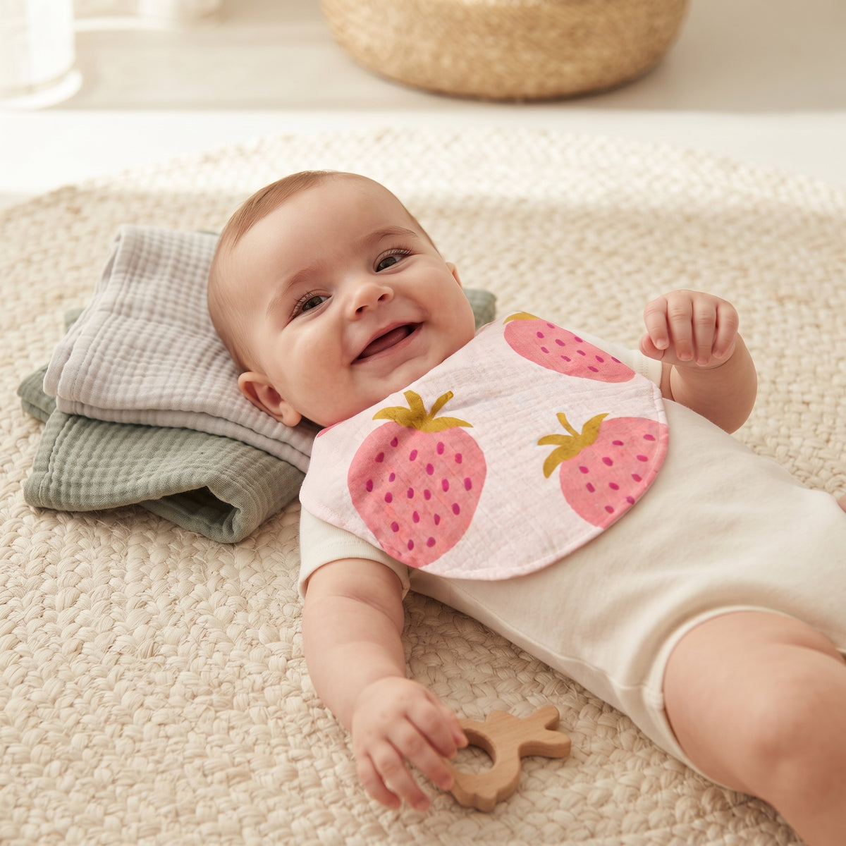 Mušelínový slintáčik Monkey Mum® - Jahoda