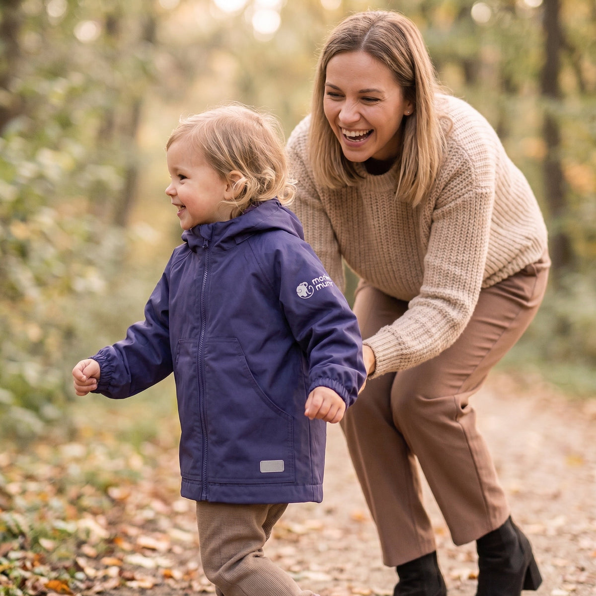 Monkey Mum® Šuštiaková bunda s raglánovým rukávom - Tmavofialová