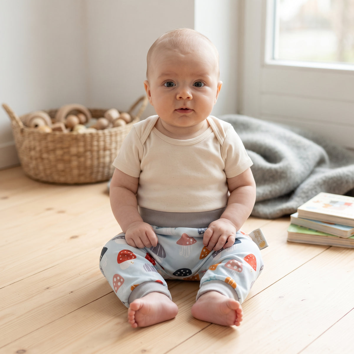 Detské softshellové nohavice s membránou Monkey Mum® - Pestrofarebné muchotrávky