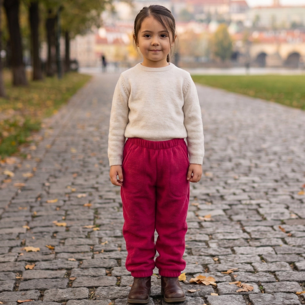 Monkey Mum® Flísové tepláčky - Vínové