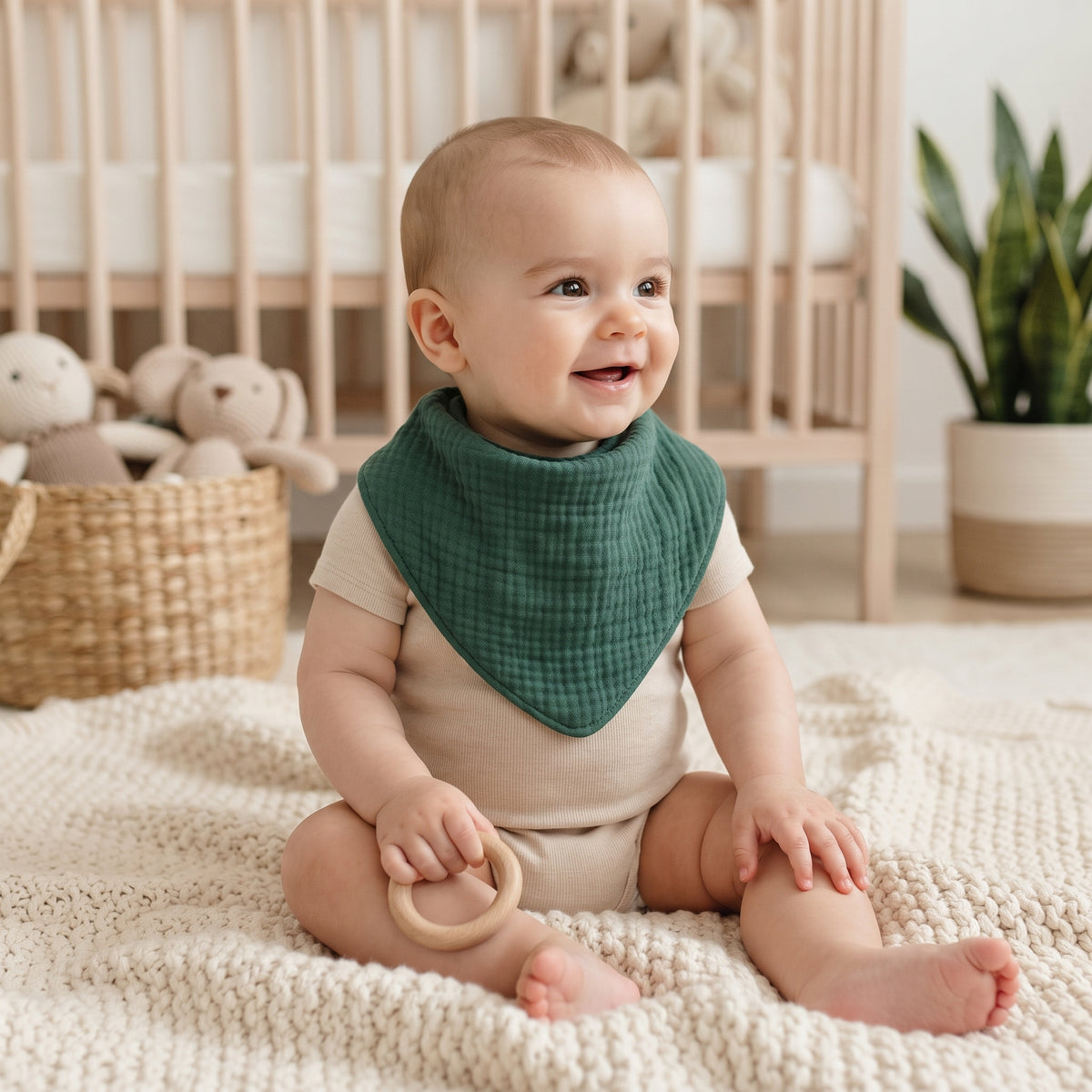 Mušelínový slintáčik Monkey Mum® - Tmavozelený