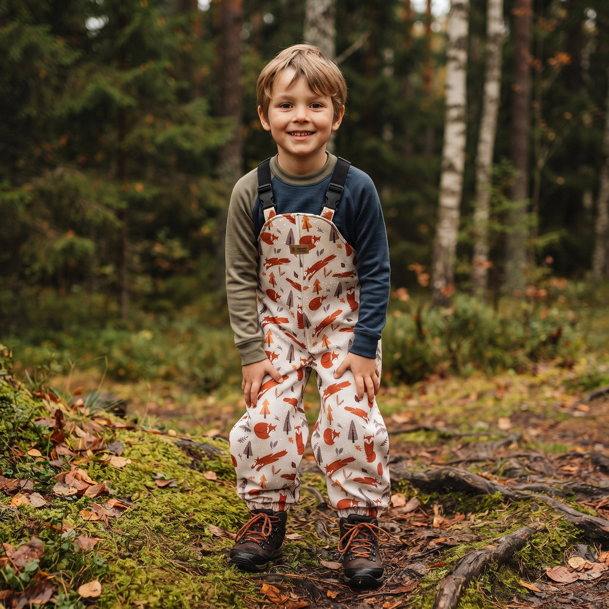 Monkey Mum® Softshellové nohavice s trakmi s membránou - Líščie hry